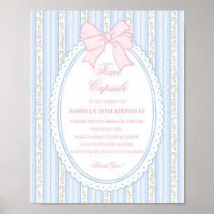 Pastel Blue Vintage Fancy Floral Time Capsule Poster