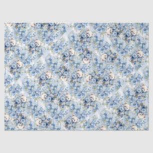 Pastel Blue Vintage Inspired Floral Teddy Bears Tissue Paper