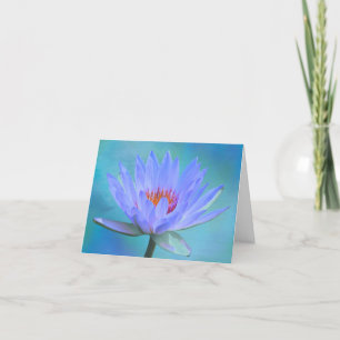 Pastel Blue Water Lily Blank Note Cartes de voeux