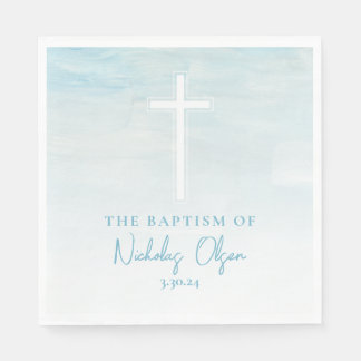 Pastel Blue Watercolor Baptism Napkins