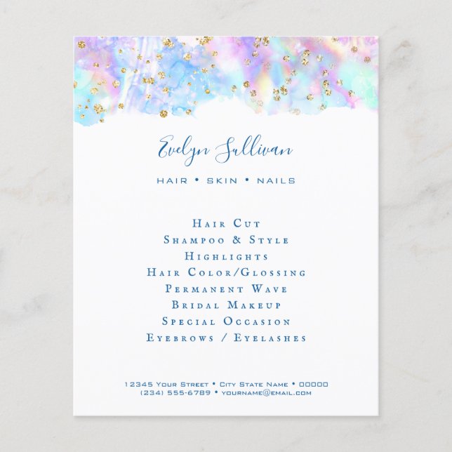 pastel blue watercolor glitter flyer (Front)