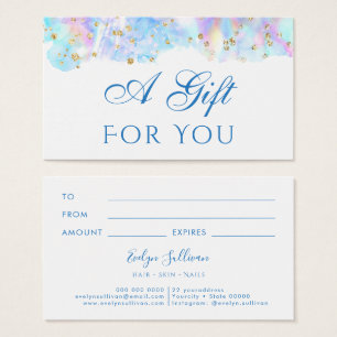 pastel blue watercolor glitter Gift Card