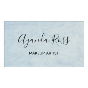 Pastel blue watercolor marble name tag