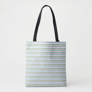 Pastel blue, white and blush stripes tote bag