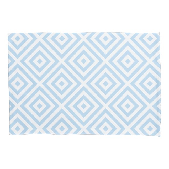 Pastel Blue White Diamond Pattern Pillow Case (Front-Left)