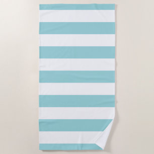 Pastel Blue White Striped Pattern Beach Towel