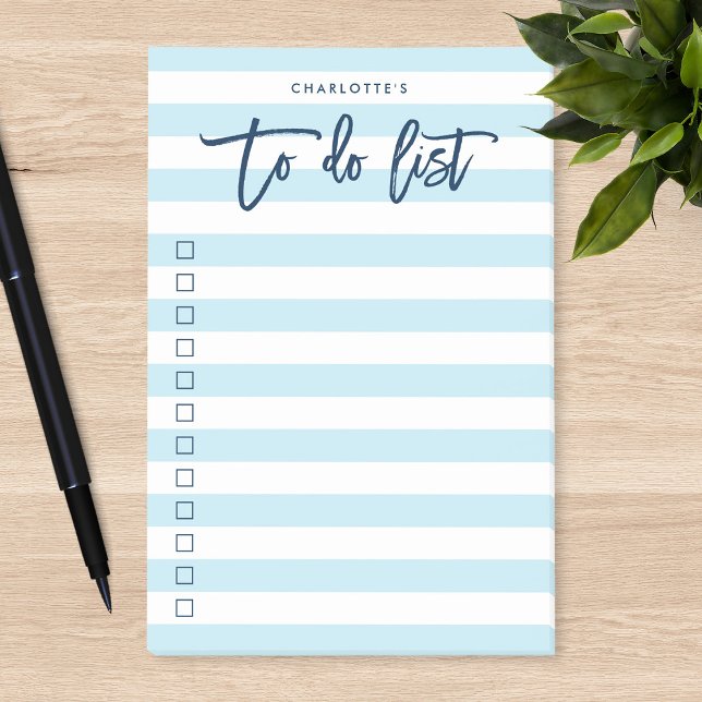 Pastel Blue & White Stripes Blue To Do List Post-it Notes (Creator Uploaded)