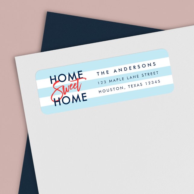 Pastel Blue White Stripes Home Sweet Home (Creator Uploaded)