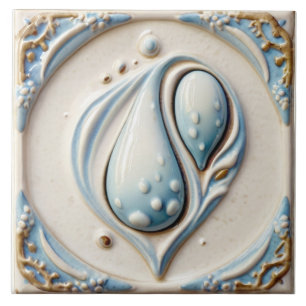 Pastel Blue & White Water Drops Bathroom Tile