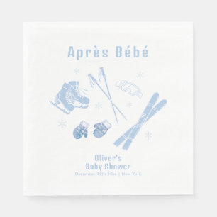 Pastel Blue Winter Après Bébé Ski Boy Baby Shower  Napkin