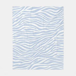 Pastel Blue Zebra Animal Stripes Groovy Pattern Fleece Blanket