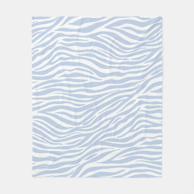 Pastel Blue Zebra Animal Stripes Groovy Pattern Fleece Blanket (Front)