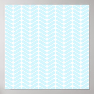Pastel Blue Zigzag Pattern inspired by Knitting. Poster
