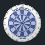 Pastel Blues Dartboard with Custom Text<br><div class="desc">Pastel blues dart board with two custom text areas. Choose "customize more" option if you want to change colours.</div>