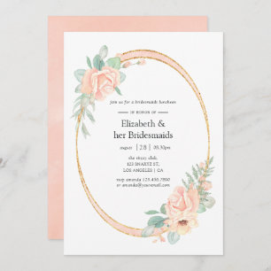 Pastel Blush Floral Geometric Bridesmaids Luncheon Invitation