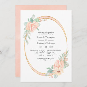 Pastel Blush Floral Geometric Rehearsal Dinner Invitation