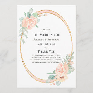 Pastel Blush Floral Geometric Wedding Program