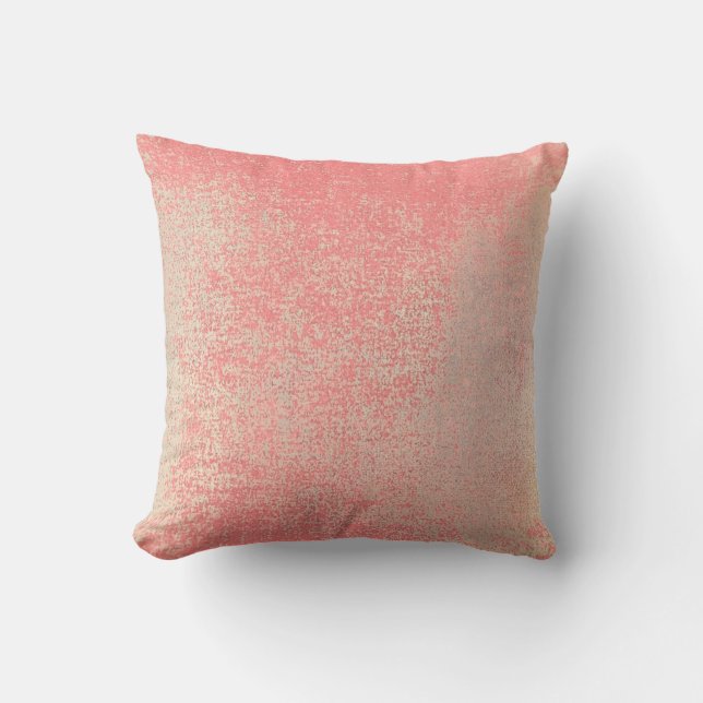 Pastel Blush Gold Mint Pink Rose Painting Coral Throw Pillow (Front)