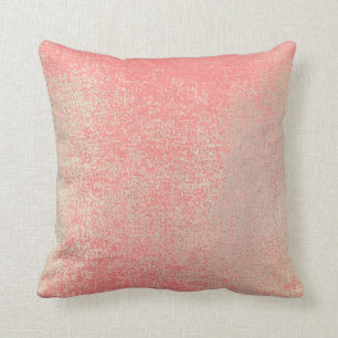 Pastel Blush Gold Mint Pink Rose Painting Coral Throw Pillow
