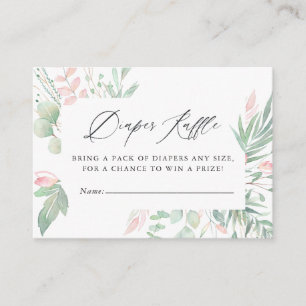 Pastel Blush Greenery Baby Shower Diaper Raffle Enclosure Card