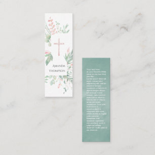 Pastel Blush Greenery Confirmation Bookmark Mini Business Card