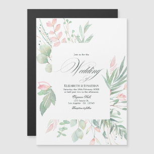 Pastel Blush Greenery Wedding Magnetic Invitation