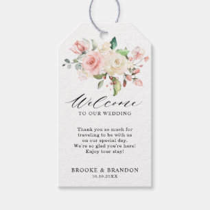 Pastel Blush Ivory Pink Floral Botanical Welcome Gift Tags