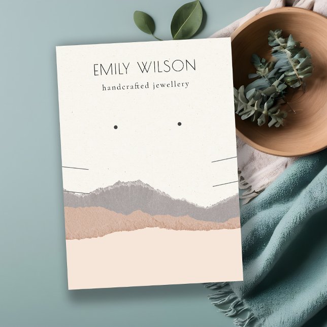 Pastel Blush Kraft Mountain Wave Earring Necklace Business Card (Creator Uploaded)