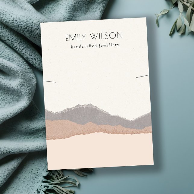 Pastel Blush Kraft Mountain Wave Necklace Display  Business Card (Creator Uploaded)
