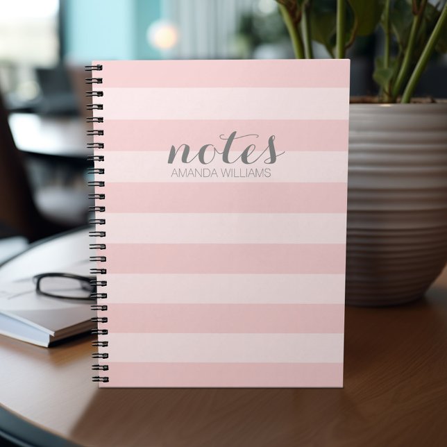 Pastel Blush Pink and Grey Notes for Women Notebook (Personalized notebook - add photos and your name or other text)