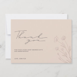 Pastel Blush Pink Baby Shower Tiny Floral Thank You Card