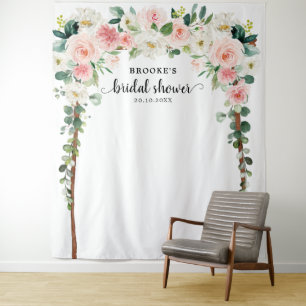 Pastel Blush Pink Bridal shower Photo Backdrop Tapestry