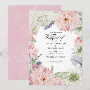 Pastel Blush Pink Dahlia Faire-part de mariage