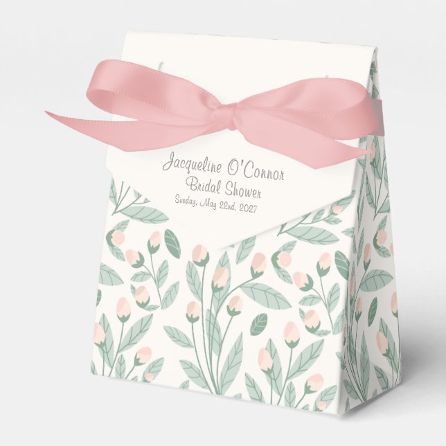 Pastel Blush Pink Floral Bridal  Favor Box (Front Side)