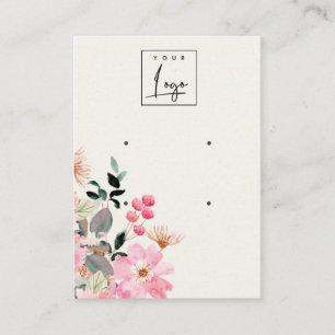 Pastel Blush Pink Floral Bunch 2 Earring Display Business Card
