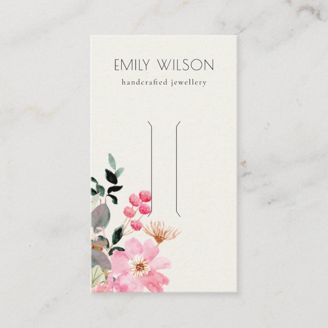Pastel Blush Pink Floral Bunch Hair Clip Display Business Card (Front)