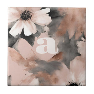 Pastel Blush Pink Monogram Tile
