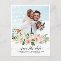Pastel Blush Pretty Pink Botanical Save the Date