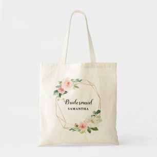 Pastel Blush Pretty Pink Floral Bridesmaid gift Tote Bag