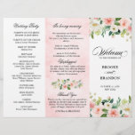 Pastel Blush Pretty Pink Floral Wedding Program<br><div class="desc">Elegant Blush pink / peach spring floral botanical wedding program featuring a bouquet of soft pastel watercolor roses, peonies and hydrangeas in shades of blush pink, peach and cream with lush green botanical leaves and eucalyptus leaves. A modern design choice that is perfect for spring and summer sage blush pink...</div>