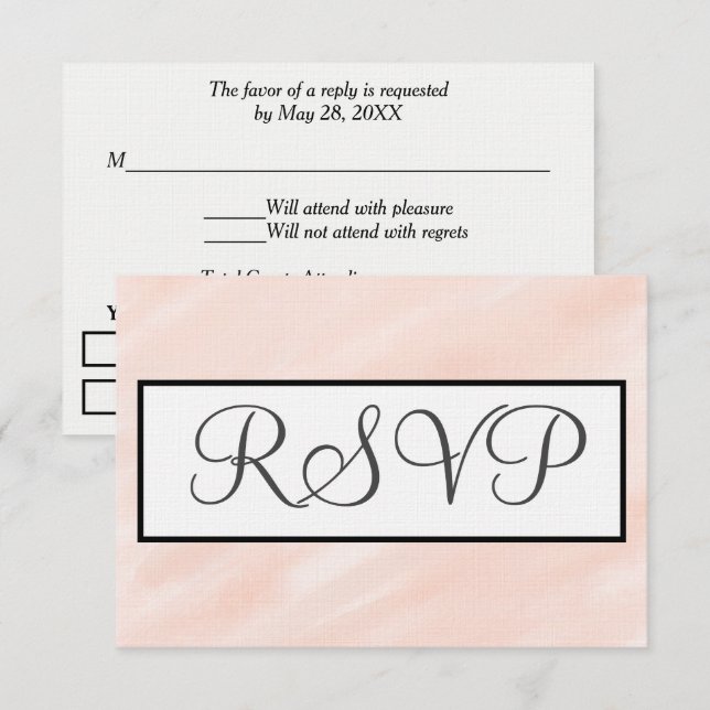 Pastel Blush Watercolor Wedding RSVP (Devant / Derrière)