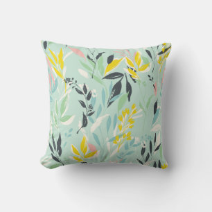 Pastel Bohemian Foliage Pattern Throw Pillow