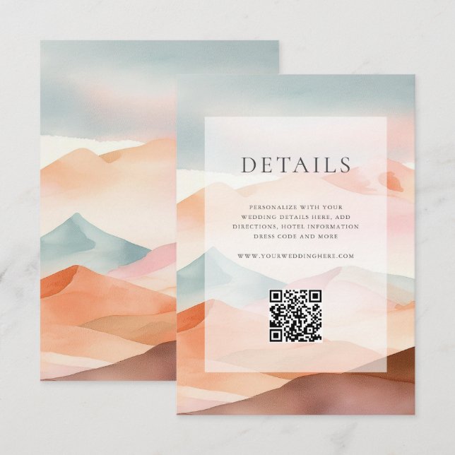 Pastel Boho Desert Wedding Details Enclosure Card (Front/Back)