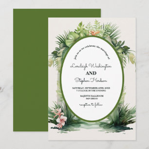 Pastel Boho Floral Arch Tropical Wedding Invitation