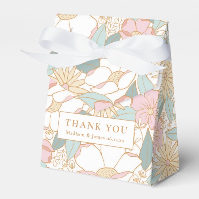 Pastel Boho Floral Pattern Bridal Shower Favor Box (Front Side)