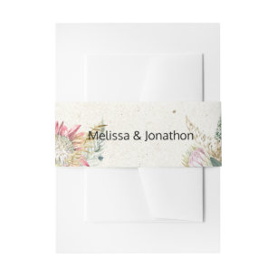 Pastel Boho Floral Wedding  Invitation Belly Band