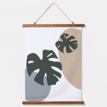 Pastel Boho Monstera Leaves Organic Aesthetic Wal