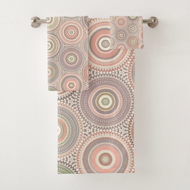 Pastel Boho Multi Mandalas   Bath Towel Set (Insitu)