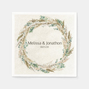Pastel Boho Neutral Floral Wedding Napkins