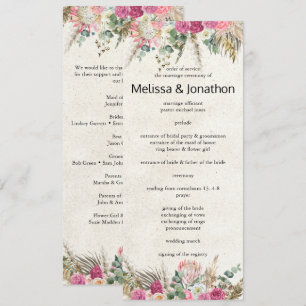 Pastel Boho Neutral Floral Wedding Program